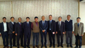 At a meeting with Prof. Fukuda, UEC President, the sixth from left to right, the first is Mr. J. Shi, the fourth is Mr. W.Y. Yang, the fifth is Dr. H.G. Do, the seventh is Dr. M.C. Tseng.